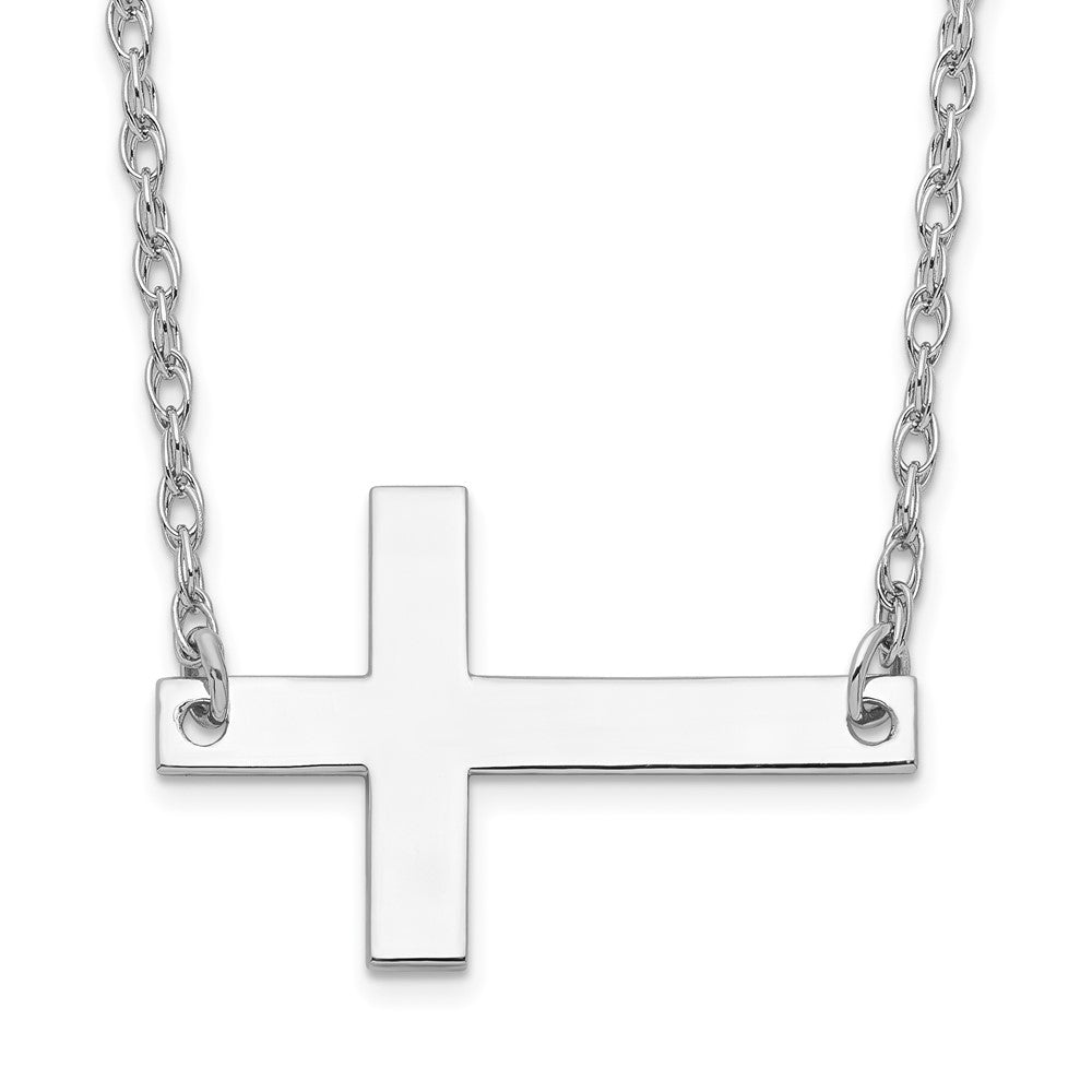 Sterling Silver Large Sideways Cross Necklace 18"