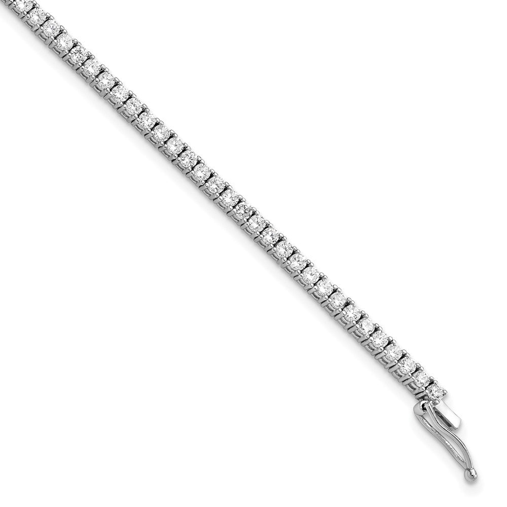 925 Sterling Silver 2.3mm Rhodium-plated Cubic Zirconia Bracelet 7 inch