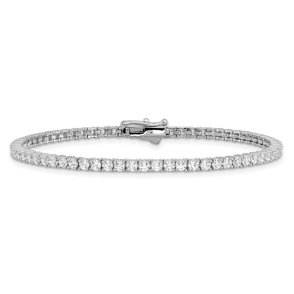 925 Sterling Silver 2.85mm Rhodium-plated Cubic Zirconia Bracelet 7 inch