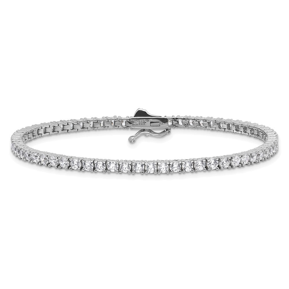 925 Sterling Silver 3.3mm Rhodium-plated Cubic Zirconia Bracelet 7 inch