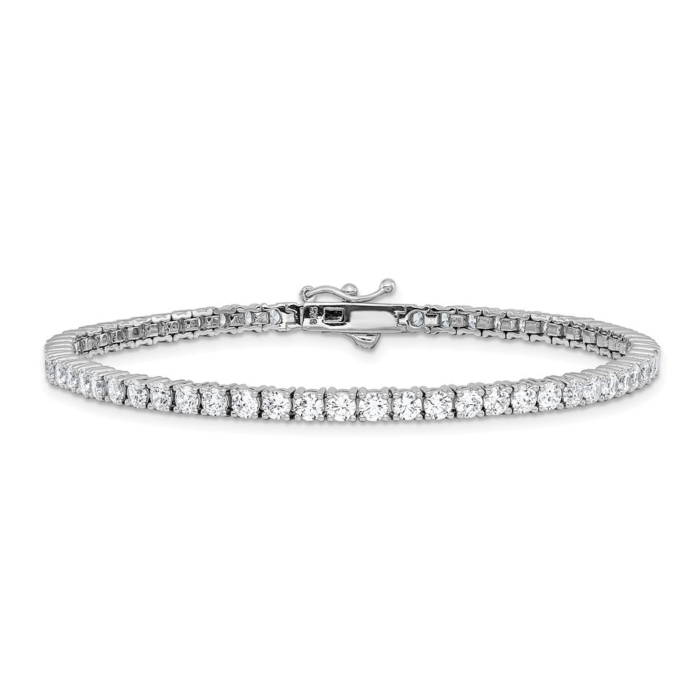 925 Sterling Silver 3.52mm Rhodium-plated Cubic Zirconia Bracelet