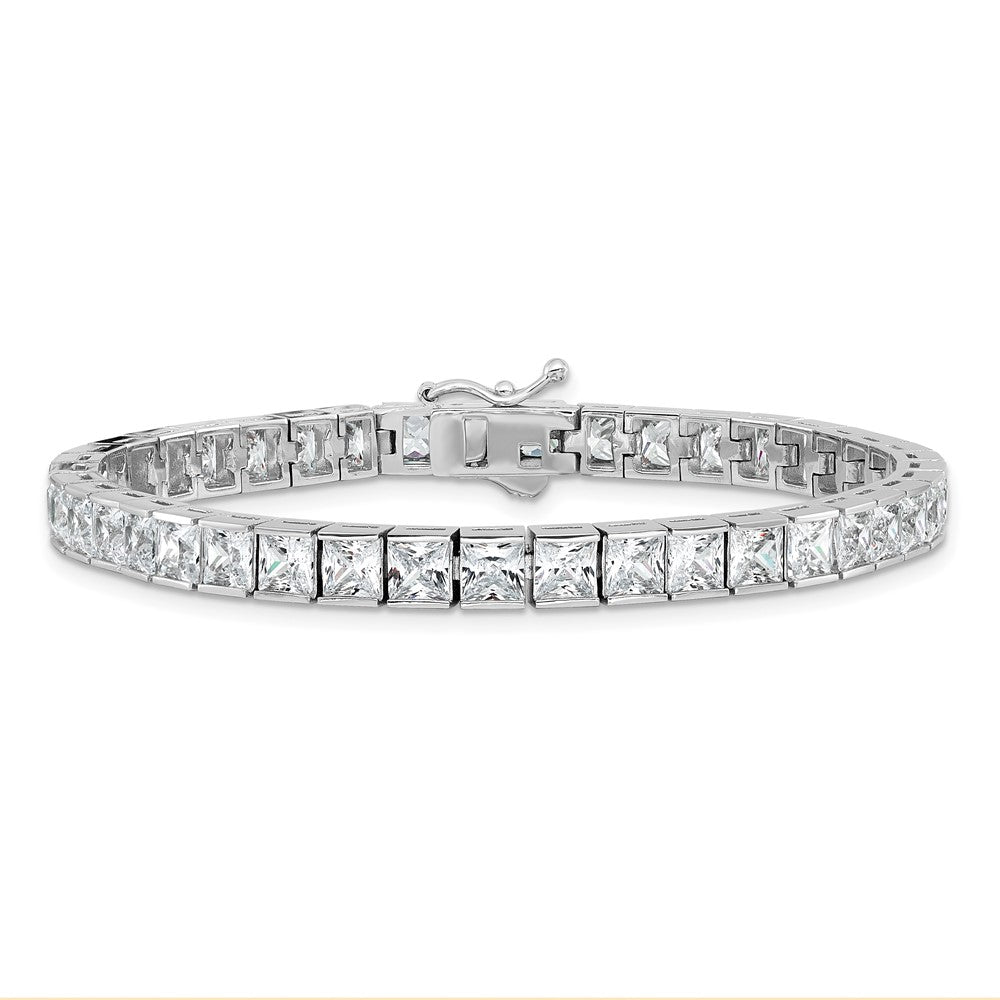 925 Sterling Silver 5.11mm Rhodium-plated Cubic Zirconia Bracelet 7 inch