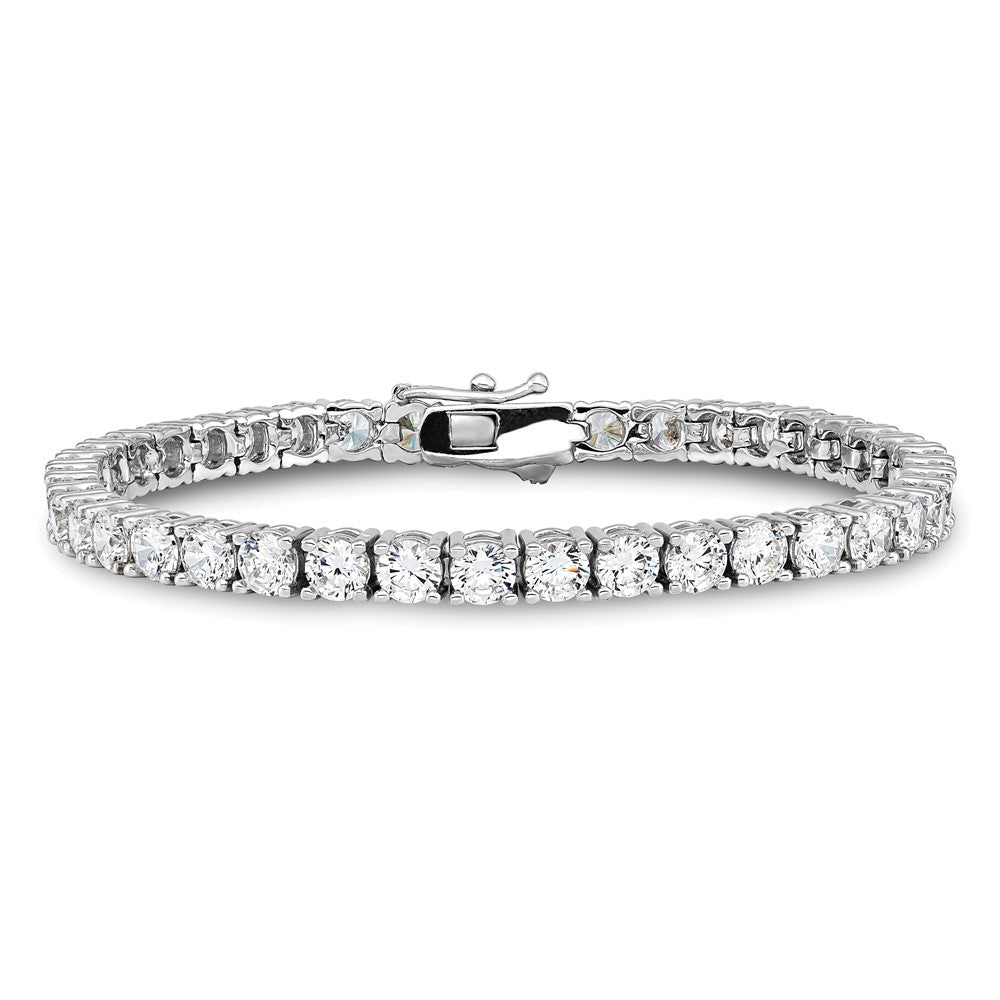 925 Sterling Silver 4.8mm Rhodium-plated Cubic Zirconia Bracelet 7 inch