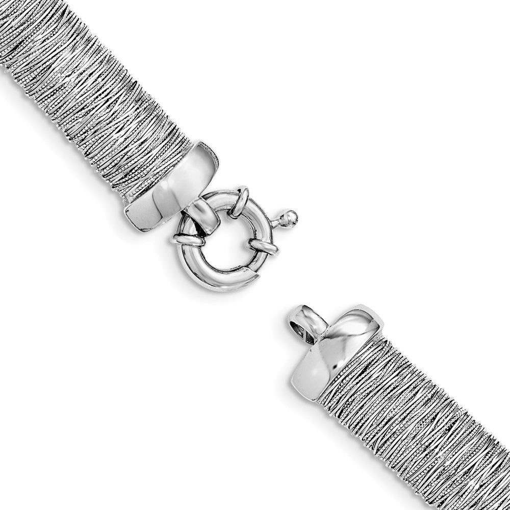 925 Sterling Silver Rhodium-plated Polished Fancy Domed Bracelet 7.5 inch