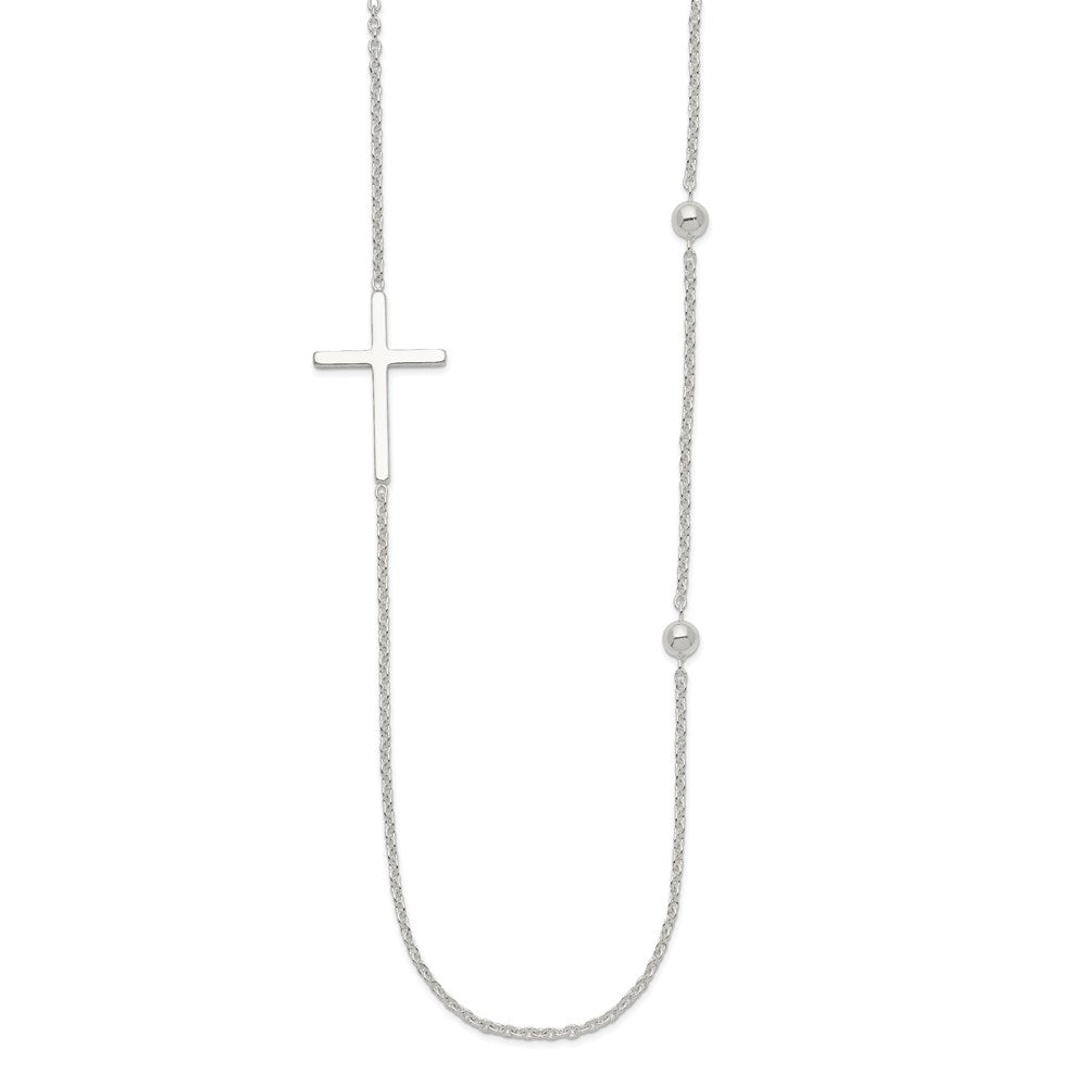 Sterling Silver Polished Cross Necklace 18"