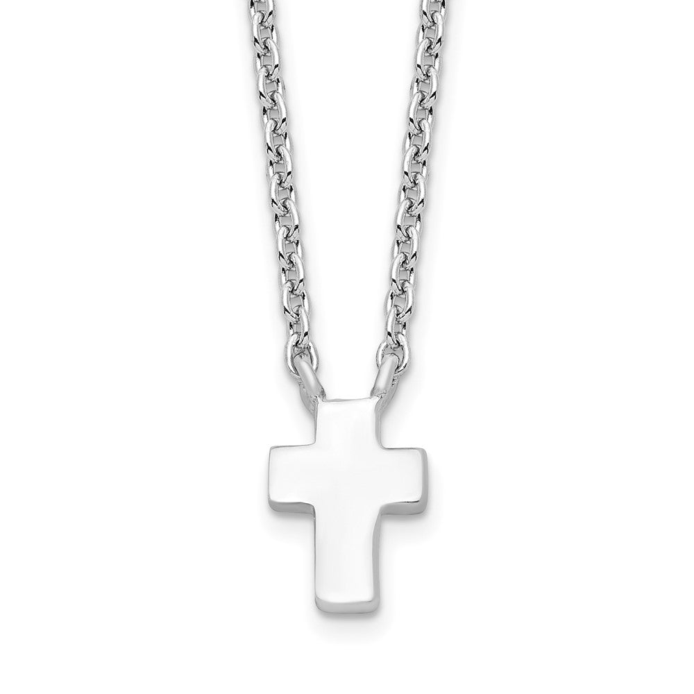 Sterling Silver Polished Cross Necklace 15"