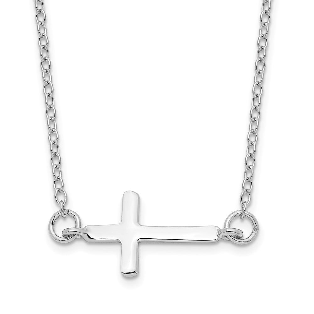 Sterling Silver Sideways Cross Necklace 16"