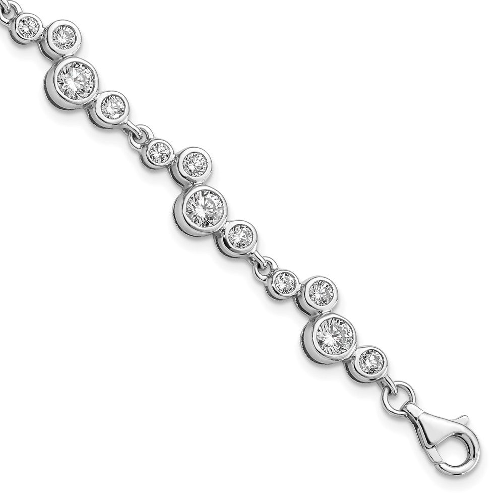 925 Sterling Silver Rhodium-plated Cubic Zirconia Bracelet 7.5 inch