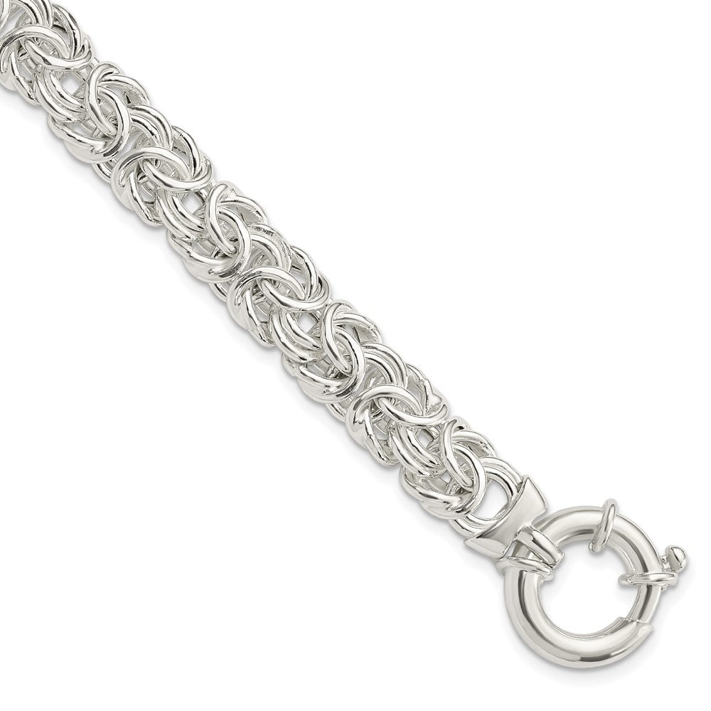 925 Sterling Silver 10mm Polished Byzantine Link Bracelet 8 inch