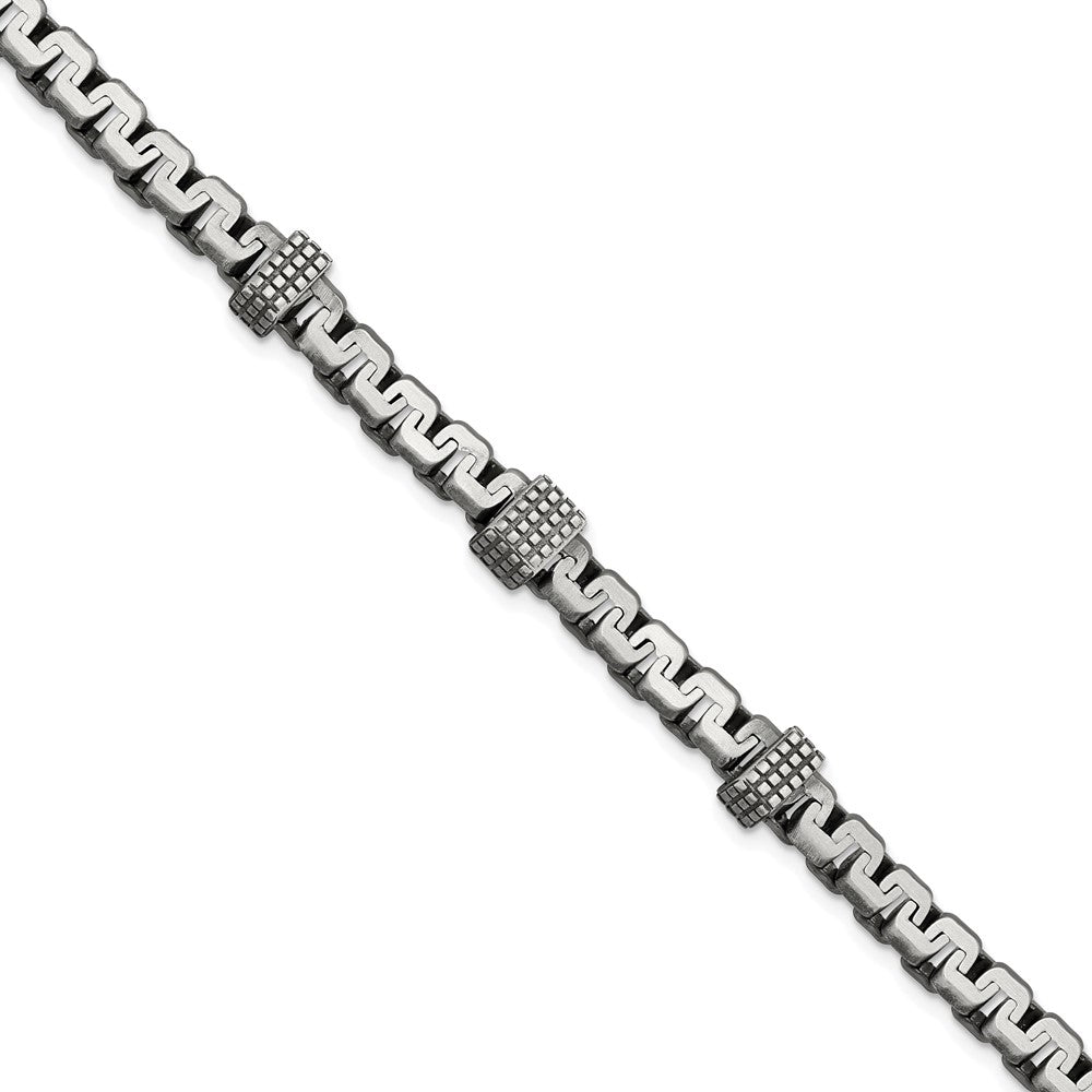 925 Sterling Silver 8.3mm Antiqued Brushed Textured Link Bracelet 8.5 inch