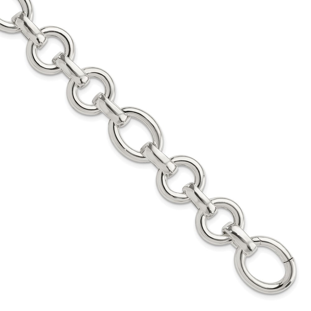 925 Sterling Silver 13.3mm Polished Fancy Link Bracelet 8 inch