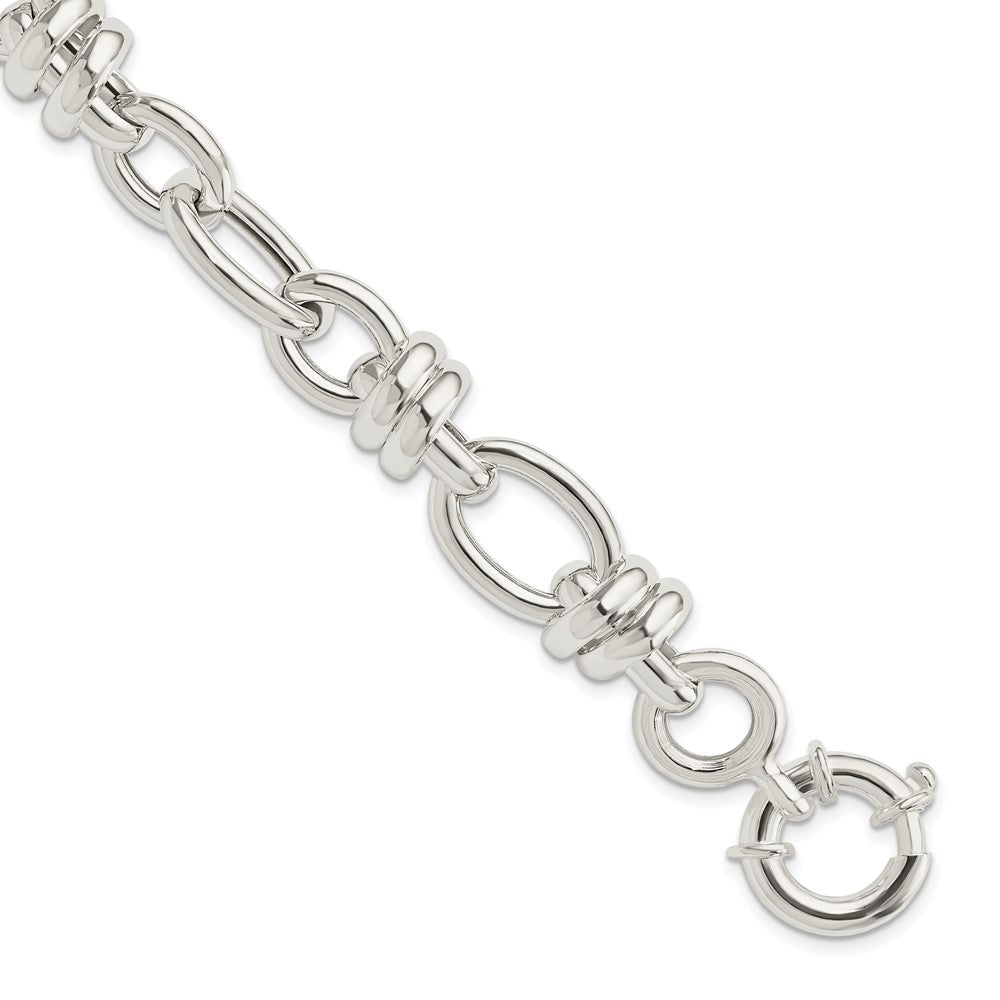 925 Sterling Silver 13.42mm Polished Fancy Link Bracelet 8.5 inch