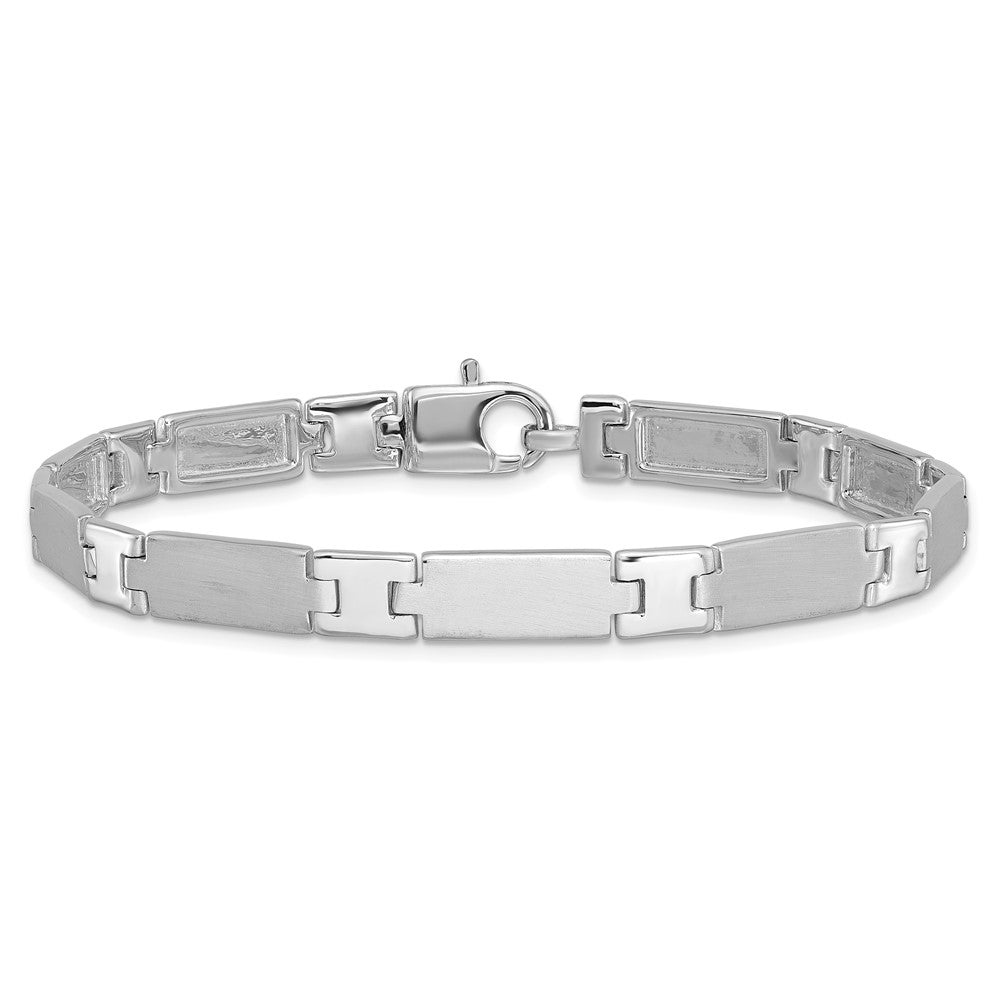 925 Sterling Silver 6.5mm Rhodium-plated Polished/Brushed Men's Bracelet 8.5 inch