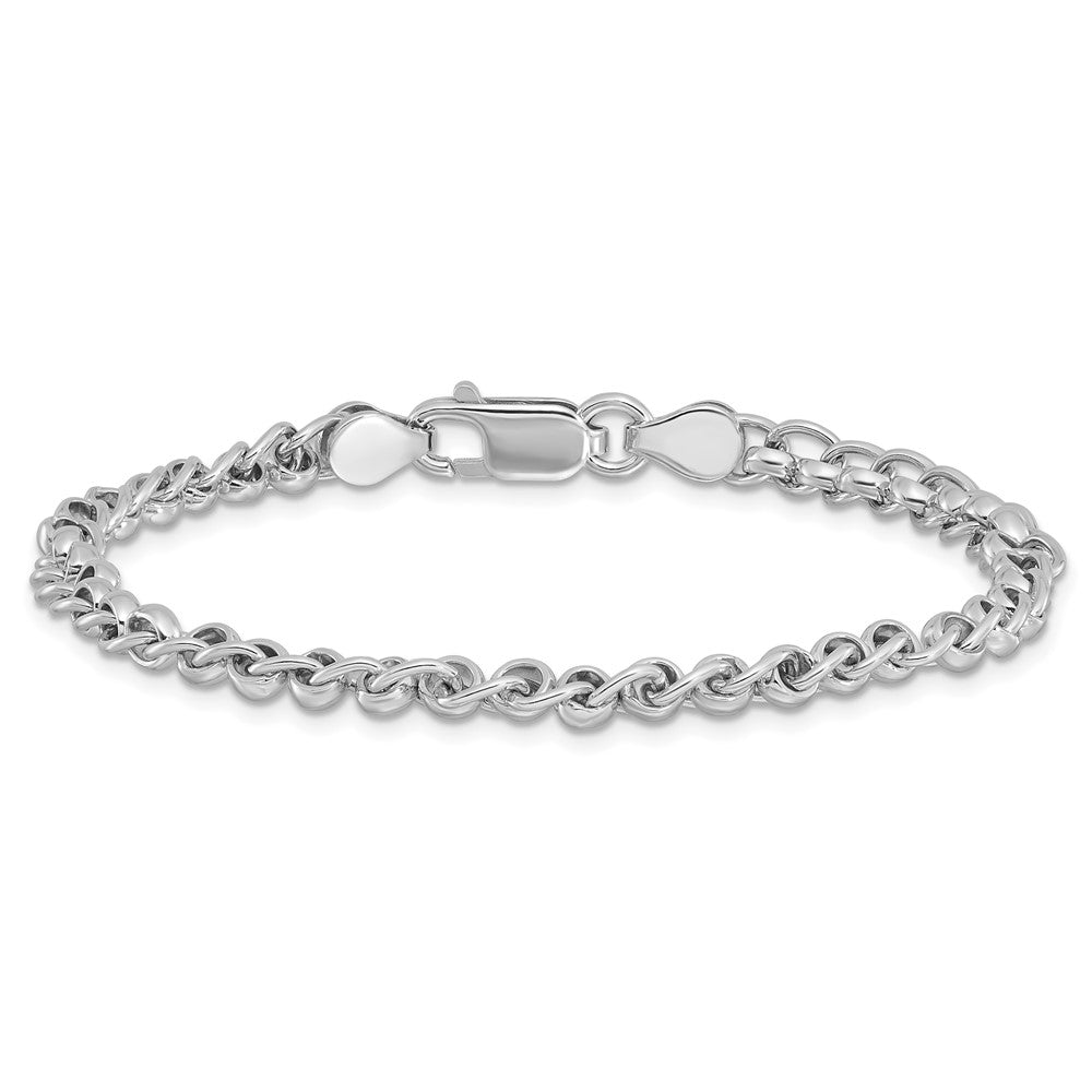 925 Sterling Silver 5mm Rhodium-plated Fancy Link Bracelet 7.5 inch