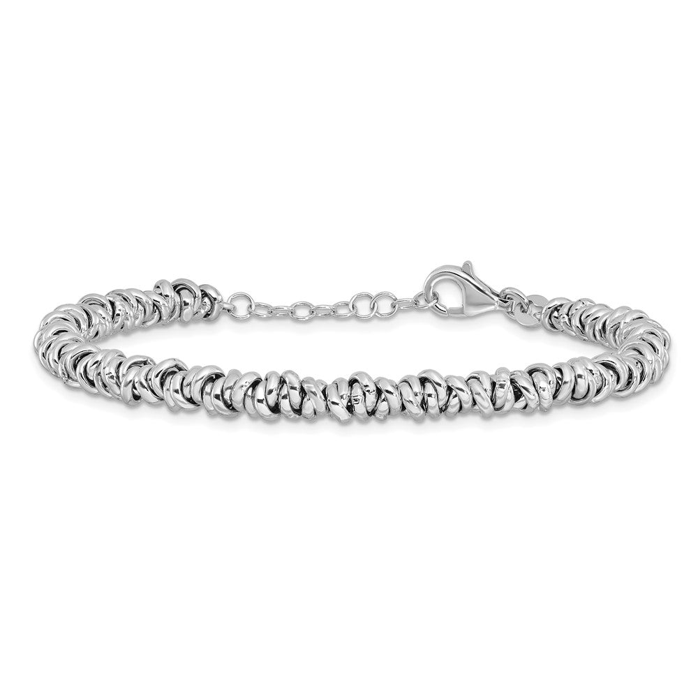925 Sterling Silver 4.7mm Rhodium-plated 7in Bracelet 8 inch