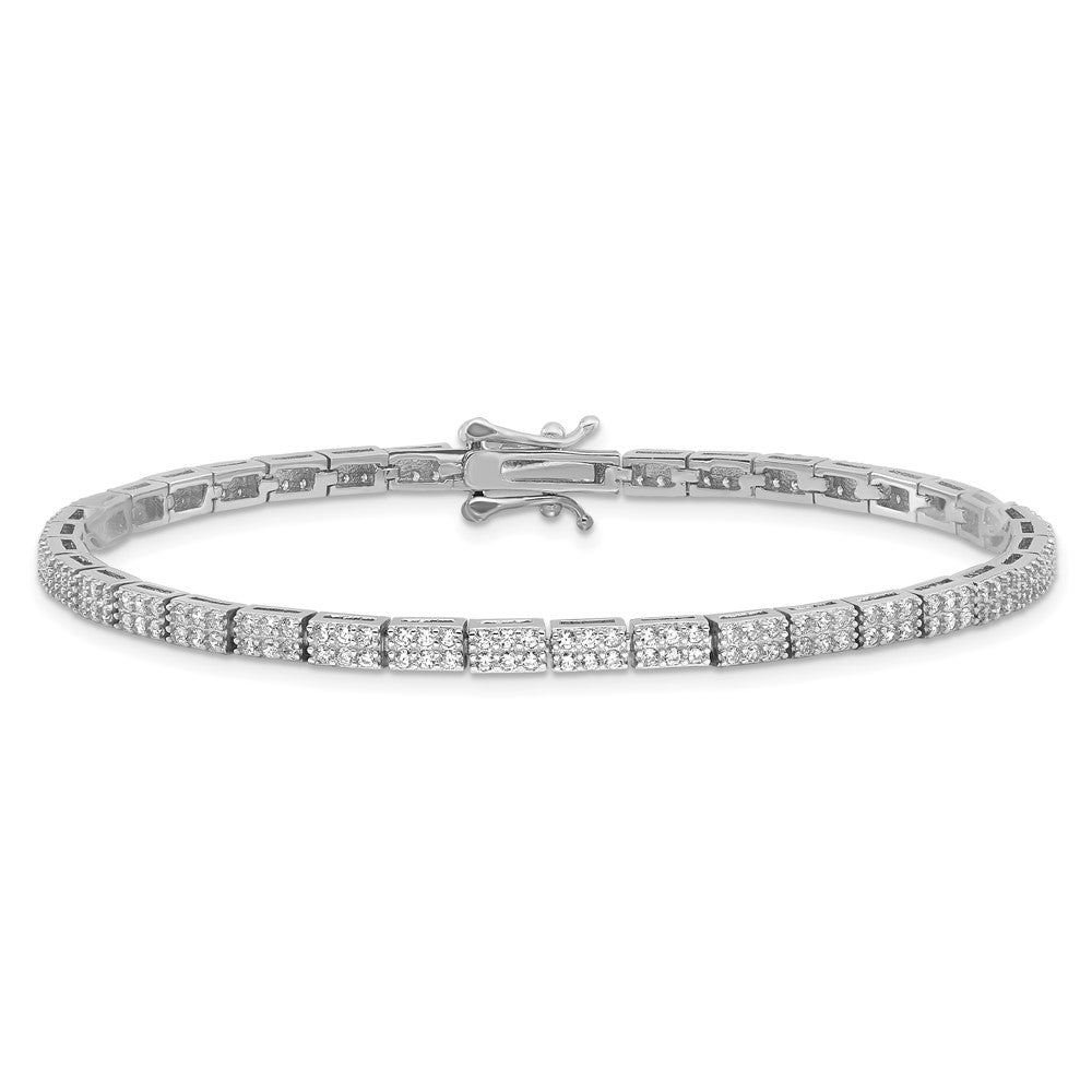 925 Sterling Silver 5.25mm Rhodium-plated Micro Pave Cubic Zirconia Bracelet 8 inch