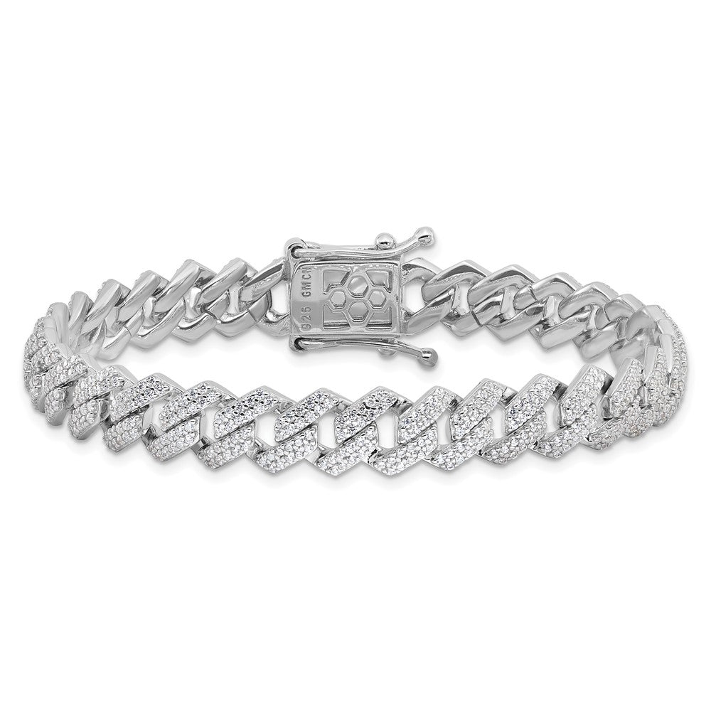 925 Sterling Silver 5.25mm Rhodium-plated Cubic Zirconia Monaco Link Bracelet 8 inch