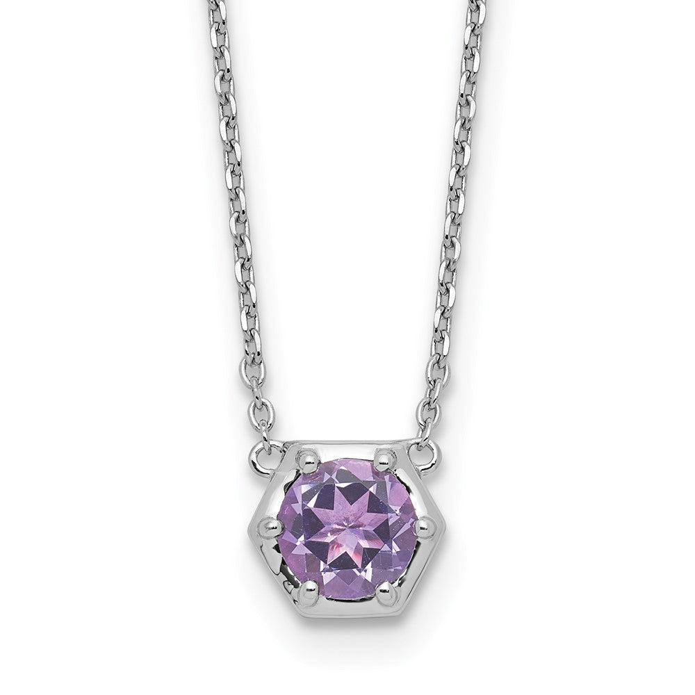 Sterling Silver Polished Amethyst Necklace 18"