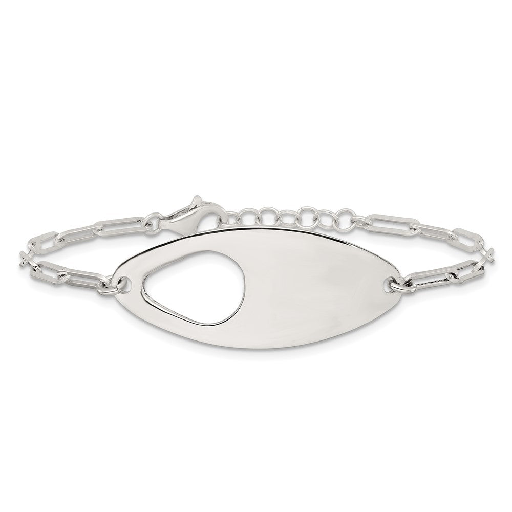 925 Sterling Silver 3.1mm Fancy Geometric Center with Paperclip Link Extension Bracelet 7 inch