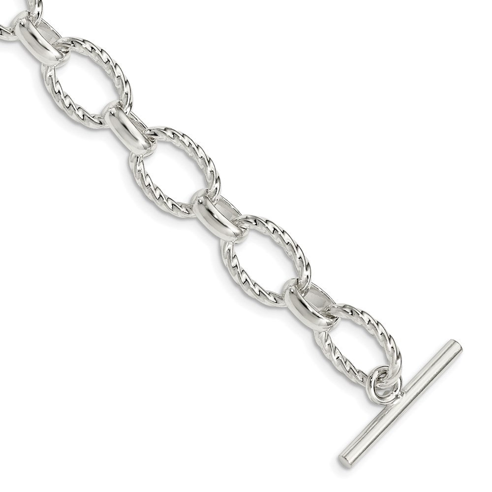 925 Sterling Silver 12mm Polished Fancy Link Bracelet 7.5 inch