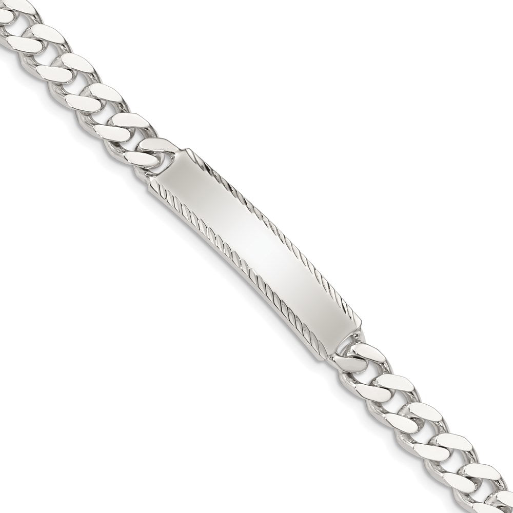 925 Sterling Silver 6mm Diamond-cut Engraveable Curb Link ID Bracelet