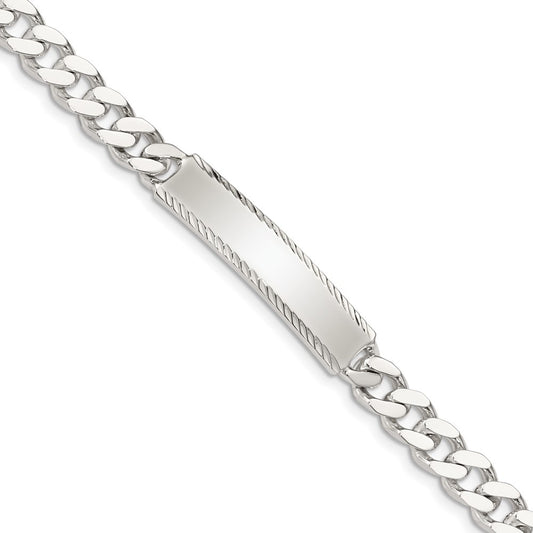 925 Sterling Silver 6mm Diamond-cut Engraveable Curb Link ID Bracelet