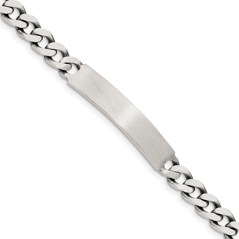 925 Sterling Silver 6mm Engraveable Antiqued Curb Link ID Bracelet