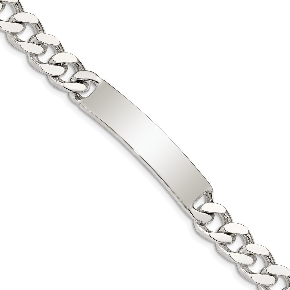925 Sterling Silver 9mm Polished Engraveable Curb Link ID Bracelet 8 inch