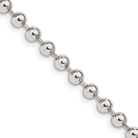 Sterling Silver 4mm Beaded Chain Necklace