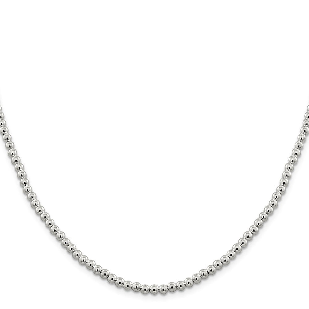 Sterling Silver 4mm Beads on Box Chain Necklace 20"