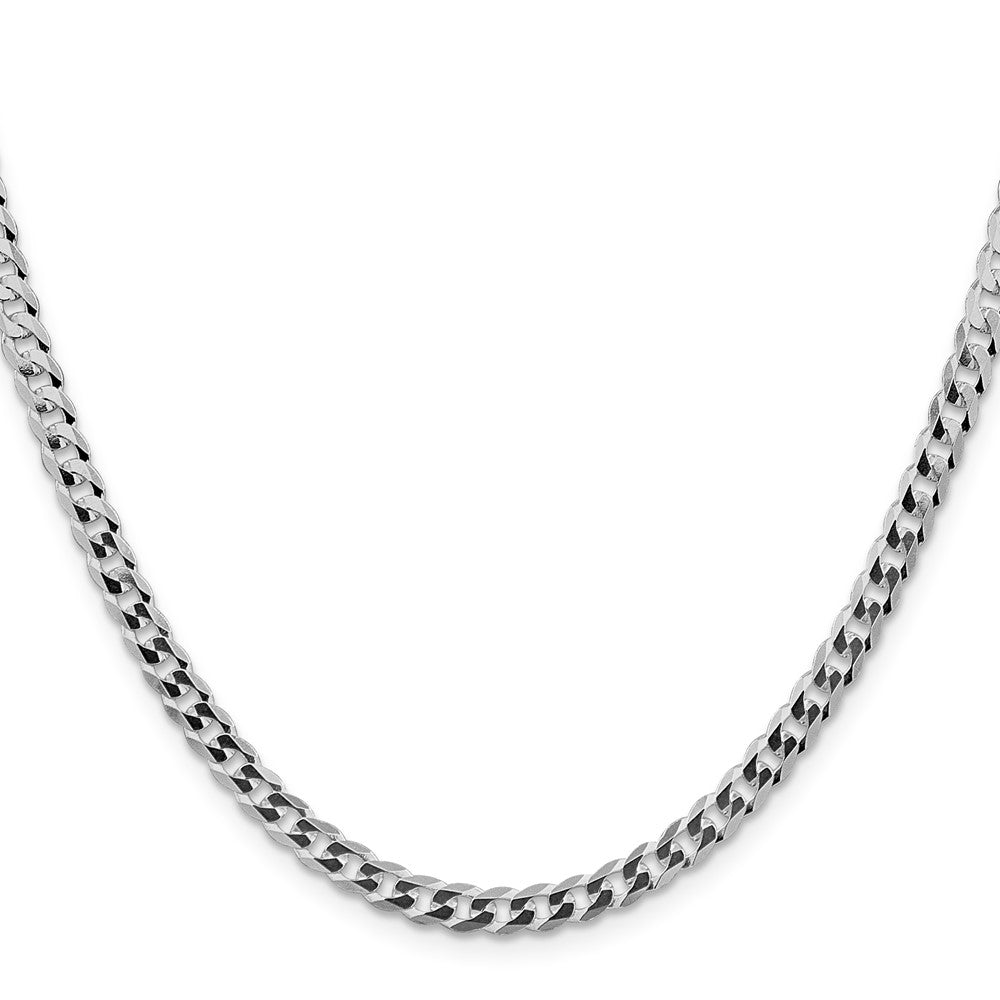 Sterling Silver Rhodium-plated 4.7mm Flat Curb Chain Necklace 26"