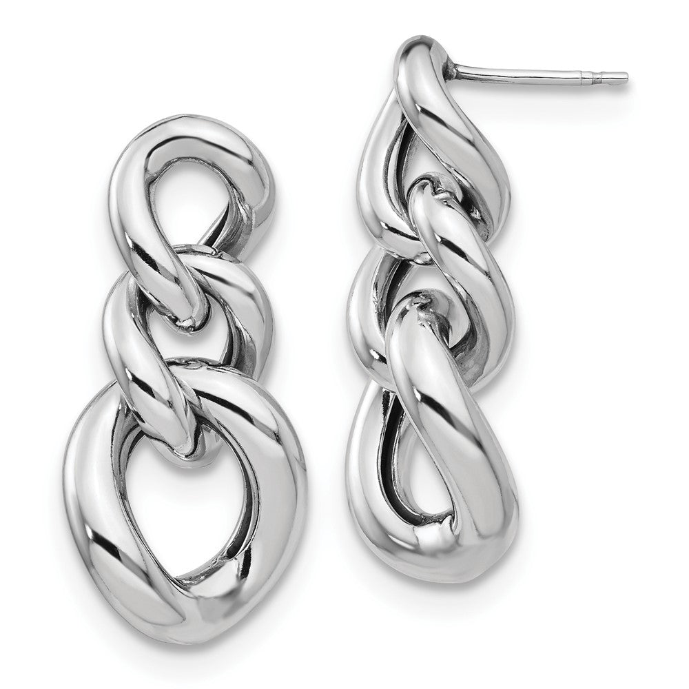 Sterling Silver RH-plated Polished Dangle Earrings