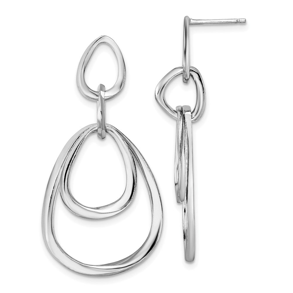 Sterling Silver Rhodium-plated Polished Dangle Earrings