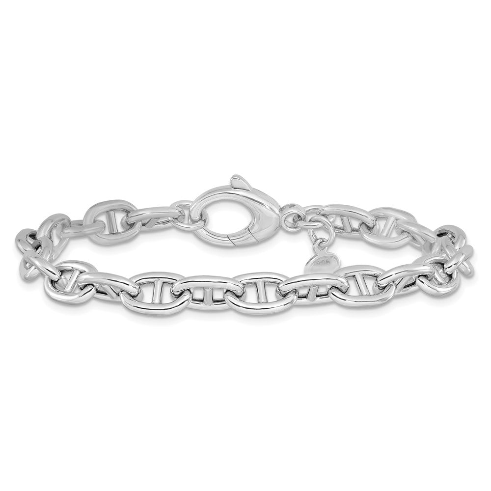 925 Sterling Silver 5.42mm Rhodium-plated Polished Fancy Link Bracelet 8 inch