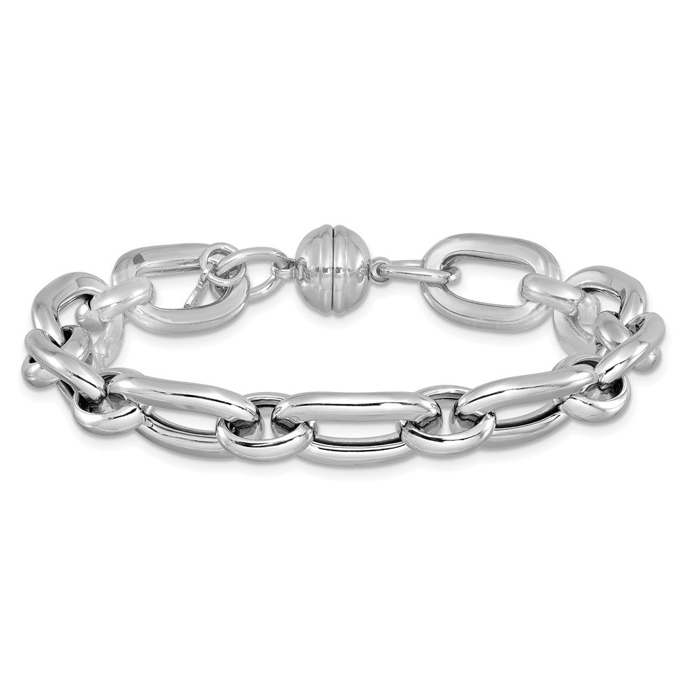 925 Sterling Silver 9.72mm Rhodium-plated Polished Fancy Link Bracelet 8 inch