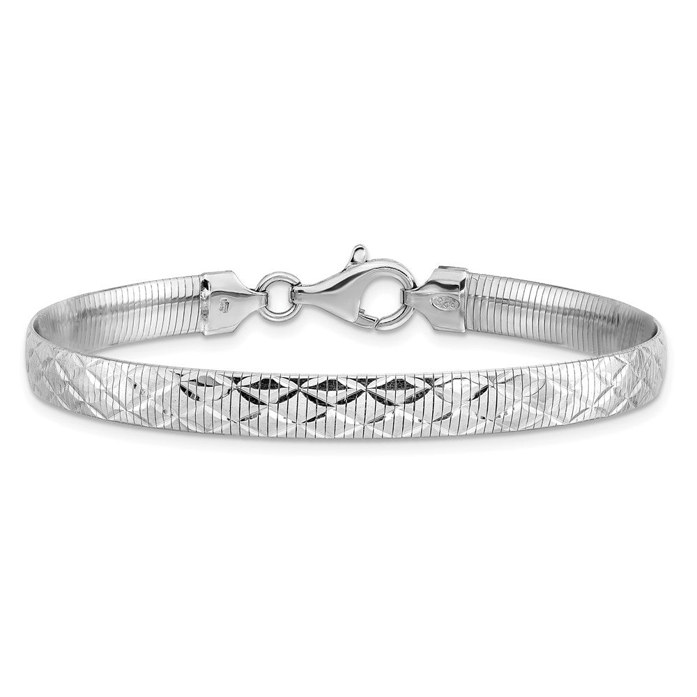925 Sterling Silver Rhodium-plated Polished Textured Reversible Bracelet 7.5 inch