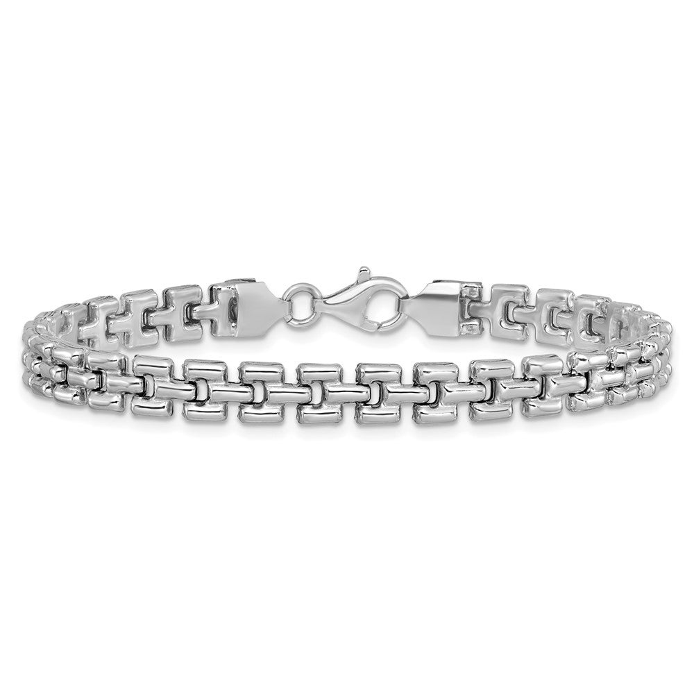 925 Sterling Silver 6mm Rhodium-plated Fancy Link Bracelet 7.5 inch