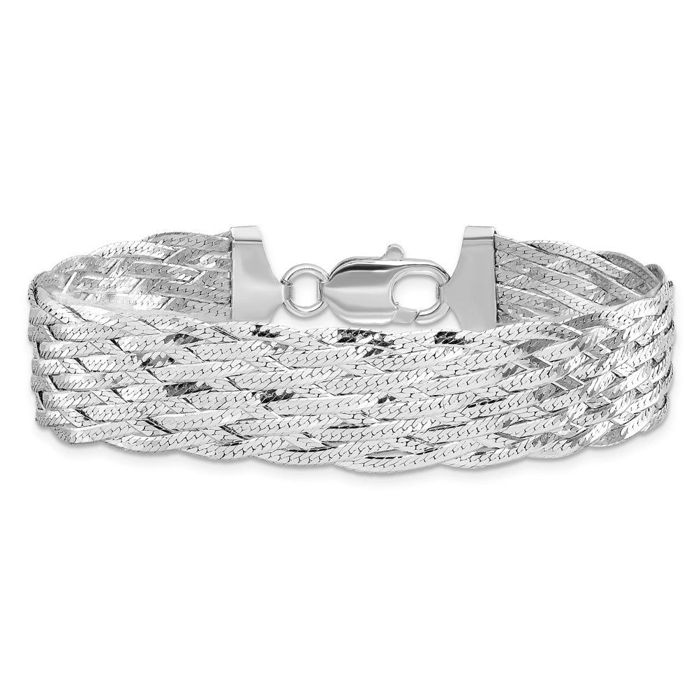 925 Sterling Silver Rhodium-plated Polished Braided Bracelet 7.5 inch