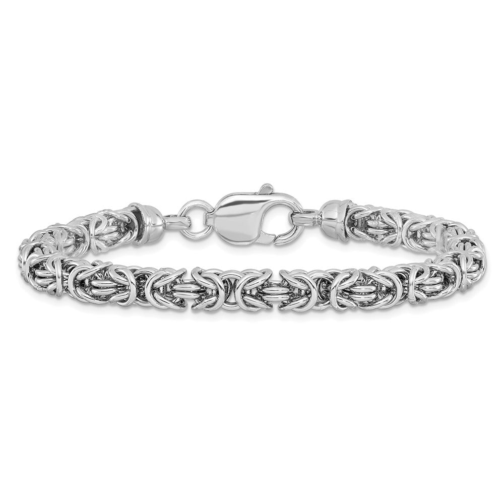 925 Sterling Silver 12mm Rhodium-plated Polished Link Bracelet 7.5 inch