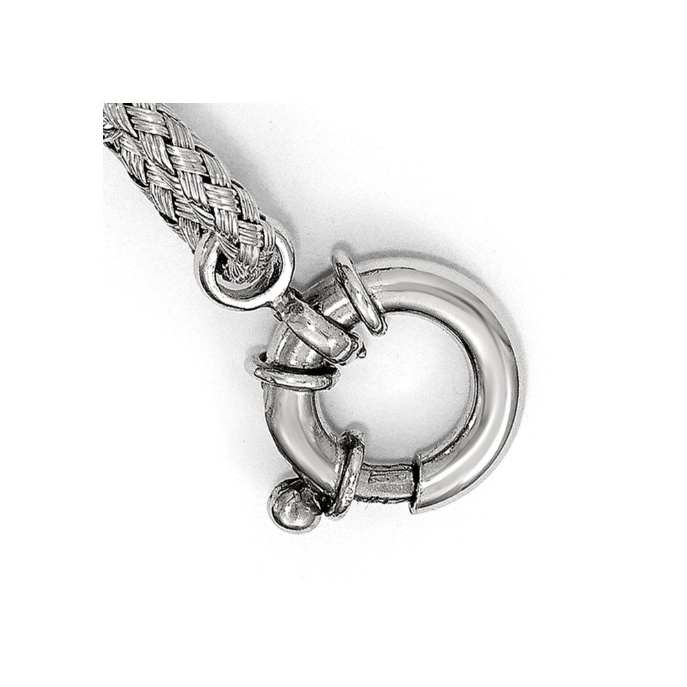 925 Sterling Silver Rhodium-plated Woven Link Bracelet 7.5 inch