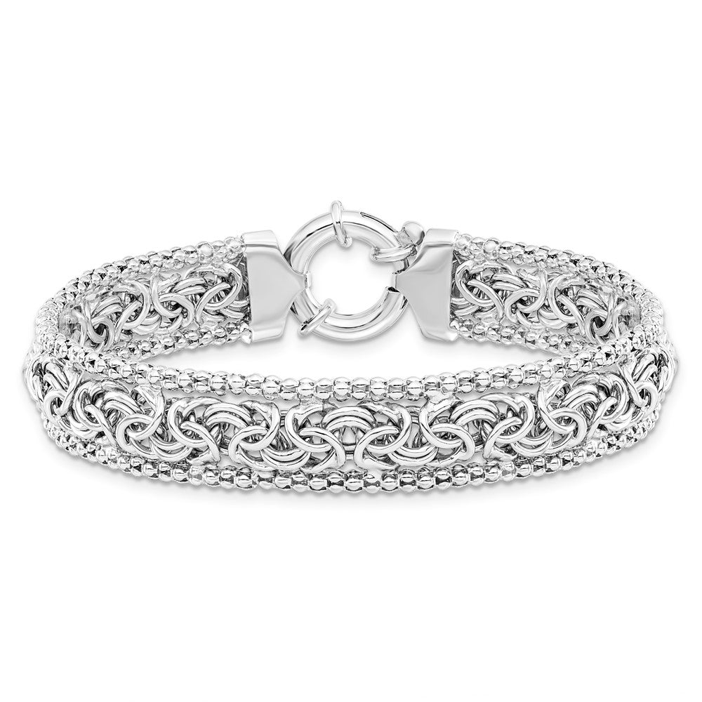 925 Sterling Silver Rhodium-plated Polished Bracelet 7.5 inch