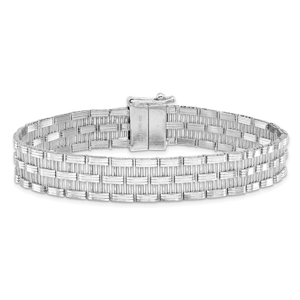 925 Sterling Silver 11.7mm Polished Fancy Link Bracelet 8 inch