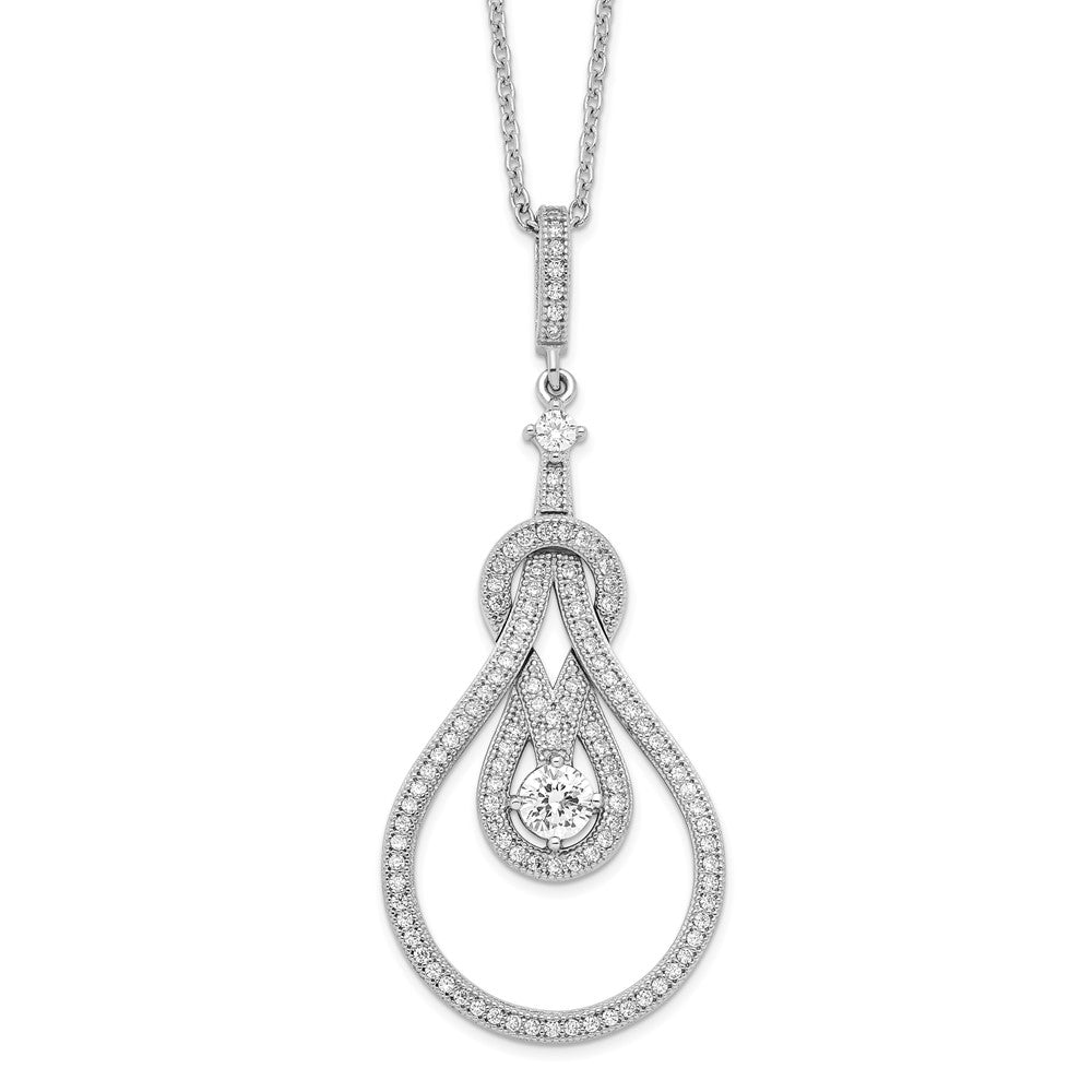 Sterling Silver 109 Stone CZ Polished Necklace 20"