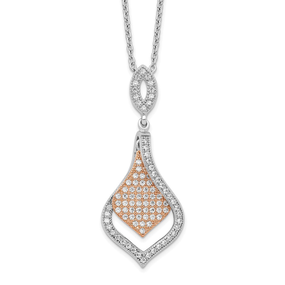 Sterling Silver Rose Gold-plated 105 Stone Micro CZ Necklace 20"