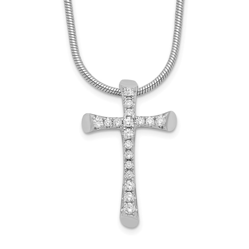 Sterling Silver 18 Stone Cubic Zirconia Cross Necklace 18"