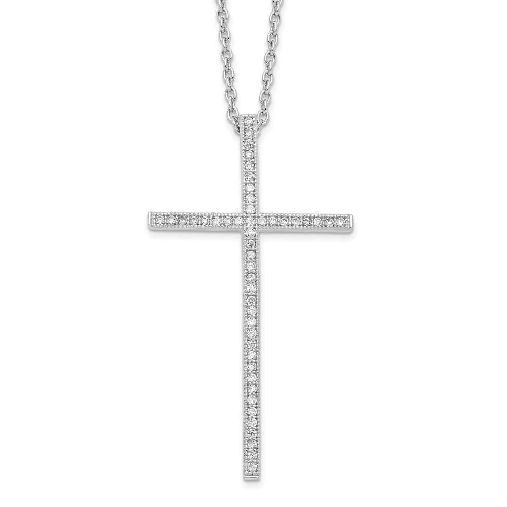 Sterling Silver Cubic Zirconia Cross Necklace 18"