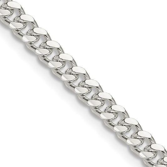 Sterling Silver 4mm Domed Side D/C Curb Chain Necklace