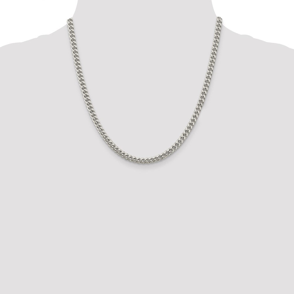Sterling Silver 5mm Domed Side D/C Curb Chain Necklace
