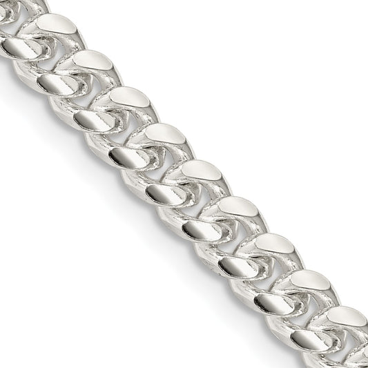 Sterling Silver 5mm Domed Side D/C Curb Chain Necklace