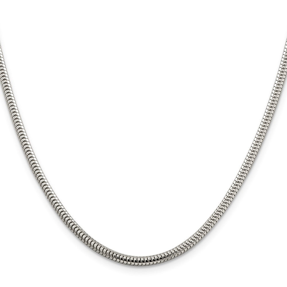 Sterling Silver 3mm Round Snake Chain Necklace 26"